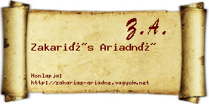 Zakariás Ariadné névjegykártya